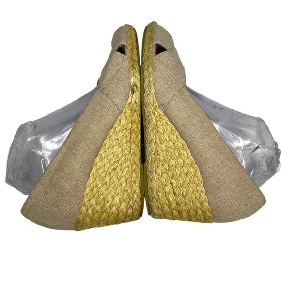 Chaps Womens Dakoda Khaki Chambray Fabric Espadrille Wedge Sandal US Size‎ 9.5 - Picture 4 of 12